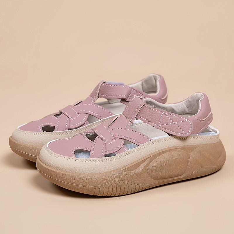 Mode Damen Sandalen Mode Lässige Sportsandalen Sommer Aushöhlungsdesign Sandale Keilabsatz Plateau Sandalen für Damen Baotou Römerschuhe