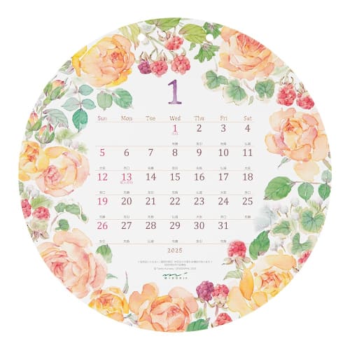 Midori 2025 Calendar Wall Hanging Round Country Time Wreath Pattern 31324006
