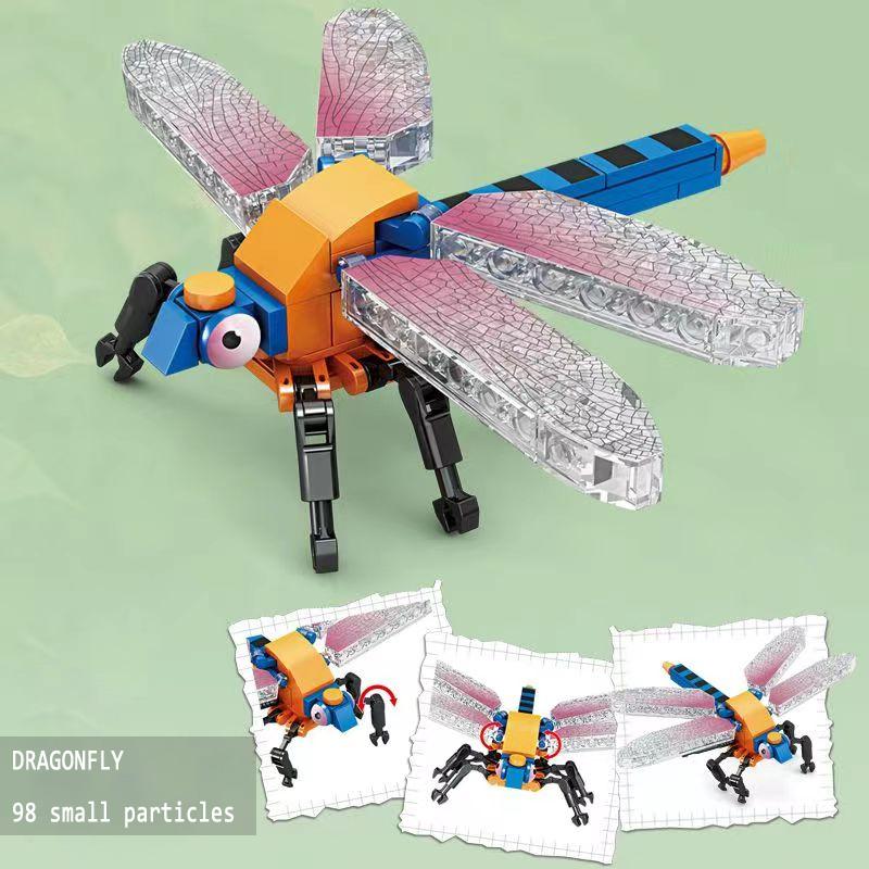 Insect and Bug Building Blocks Toys Beetle Mantis Bee Snail Block Insects Set for Children's Brain Game Puzzle Toy Animals Gift