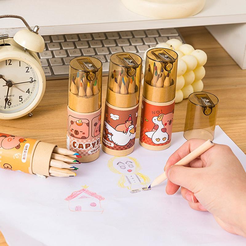 12 Adorable Capybara Pencils With Sharpeners And Straight Tips, Perfect For Schools, Offices, And Student Stationery