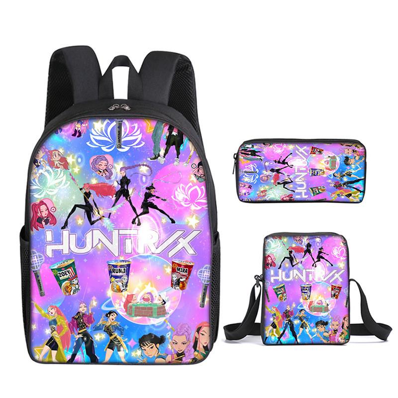 Kpop Demon Hunters School Backpack Set With Oxford Fabric And Air Cushion Straps For Students