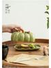 Su-style Green Ceramic Pumpkin Dish for Bread, Cake, Snacks, and Candy