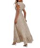 European & American Women's Fashion Spring/Summer 2025 V-Neck Waist-Hugging Long Dress Ruffle Elegant Style
