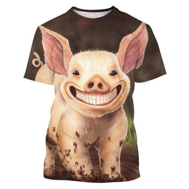 Funny Pig Tričko pre mužov 3D tlač Animal Pánske tričká Funny Short Sleeve Oversized Tops Tričko Muži Oblečenie Prasa Oblečenie
