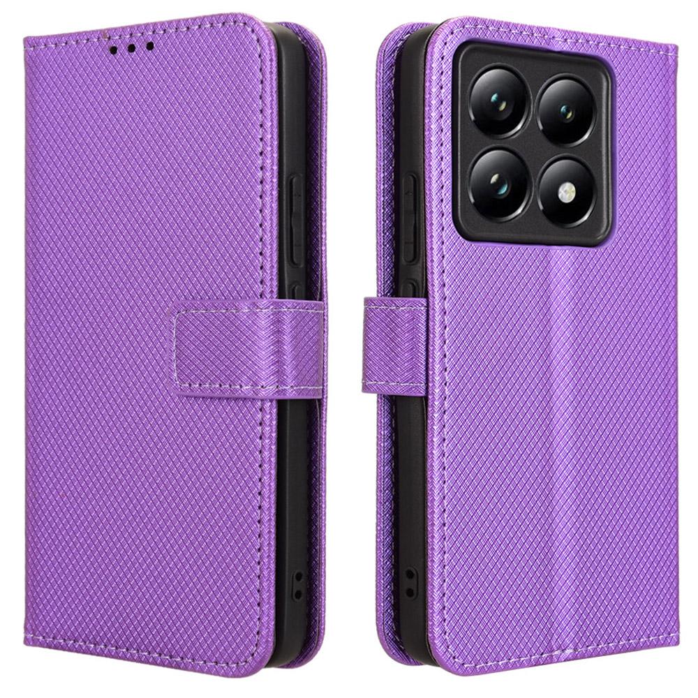 For Xiaomi 14T Case PU Leather Diamond Texture Wallet Phone Cover