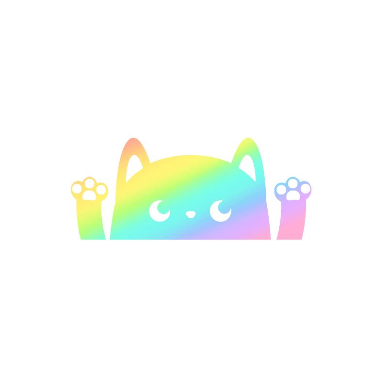 Waterproof Removable Cartoon Cat Car Sticker for Rearview Mirror Window Cute Animal Car Decor