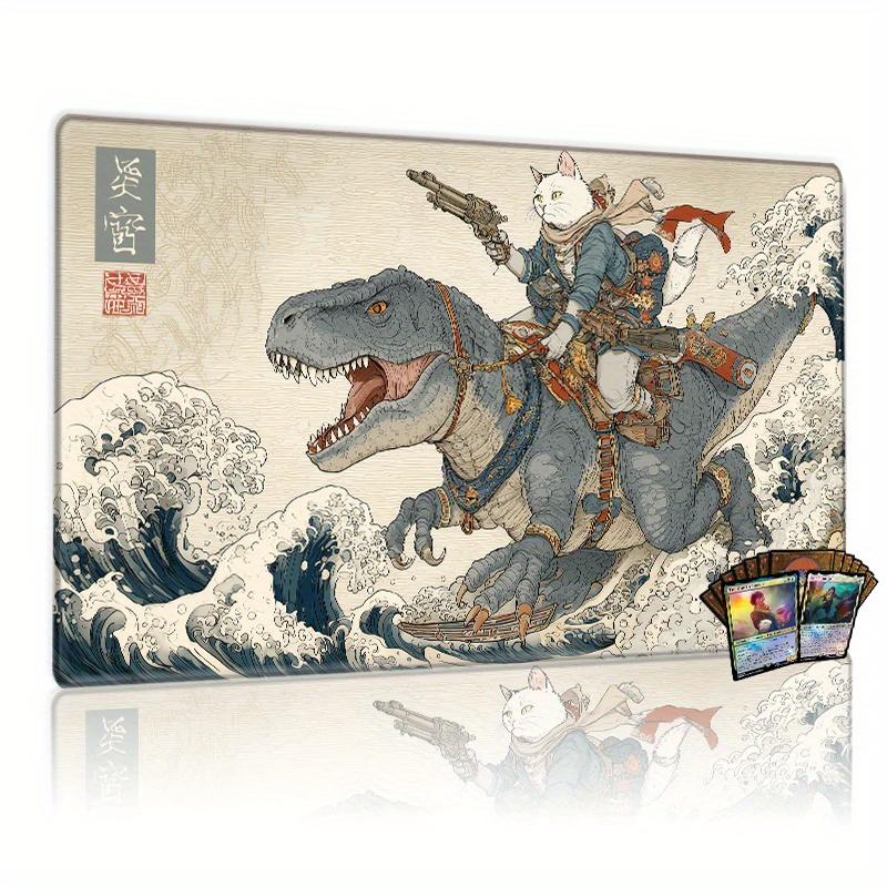 Samurai Cat Dinosaur Brave Mouse Pad Large Rubber Nonslip PC Desk Accessories Mousepad for Office and Gamer Keyboard Decor Mat