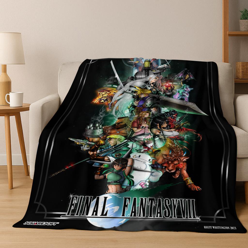 Cartoon Final Fantasy Sephiroth Cloud Tifa Game Flannel Blanket,Warm and Cozy Soft Throw Blanket for Home Bedroom Bed Sofa Kid