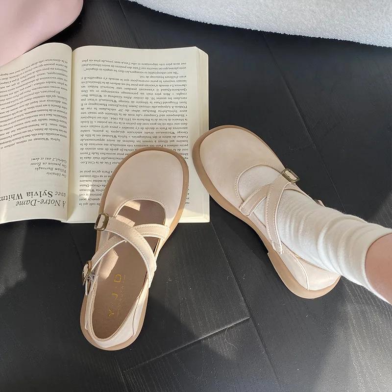 Fashion 2024 New Women's Flats Cross Strap Mary Jane Shoes for Women Soft Sole Casual Shoes Fashion Shallow Single Shoe Zapatos De Mujer