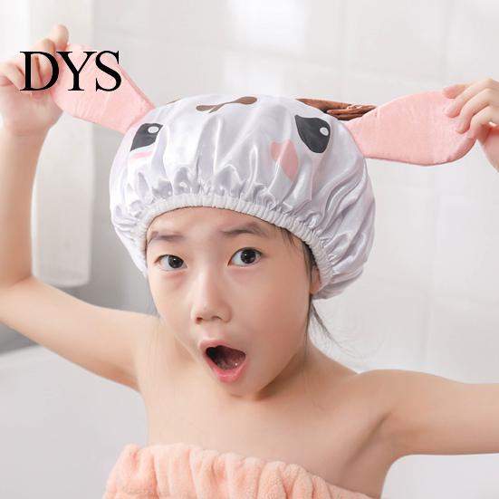 Women Bath Hat Hair Cartoon Design Waterproof Double Layer Elastic Band Ladies Protection Nerdy Koala Cute Kids Bathing Home Supply