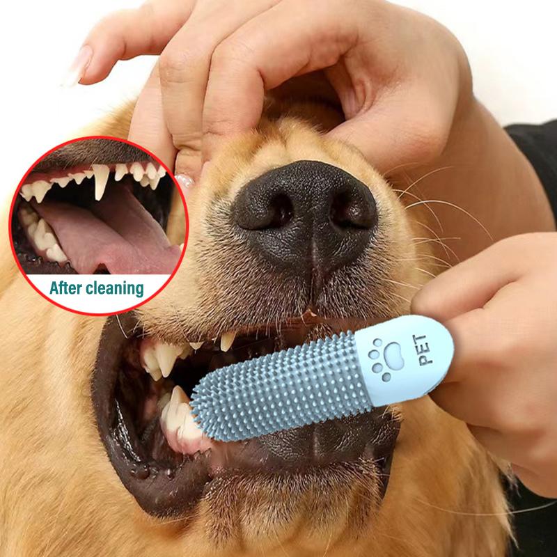 Cepillo de Dientes para Perros de Silicona Suave Cepillo de Dedo 360° para Perros Gatos Cepillo de Dedo Duradero para Mascotas Herramienta de Limpieza Dental para Todas las Razas