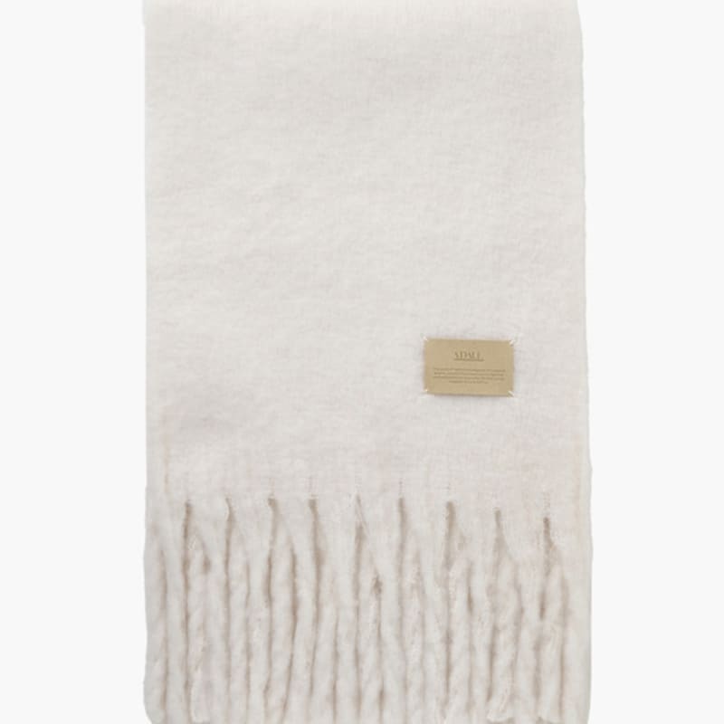 ADAUL Simple patch wool long muffler - ivory