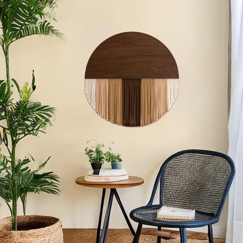 Handmade Round Retro Woven Wall Tapestry: Artful Decor for Living Room or Entrance