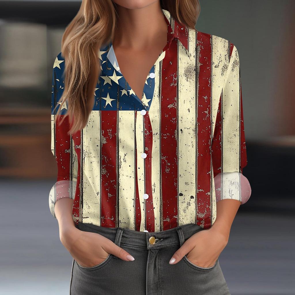 Dámská košile halenka s potiskem tlačítka s dlouhým rukávem ležérní základní košilový límec s běžným topem