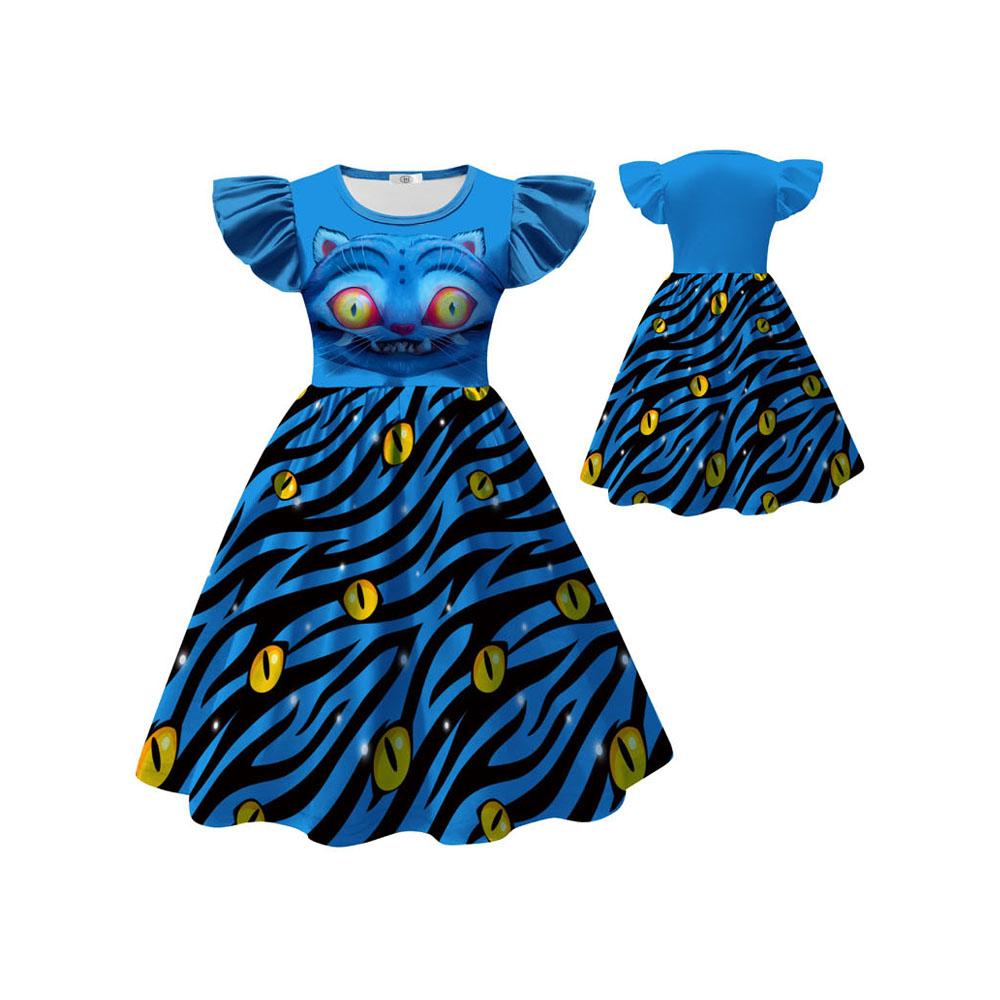2026 New K-POP:Demon HuntersTiger Printed Girl Flying Sleeve Milk Silk Dress Festival Party Cosplay Costume