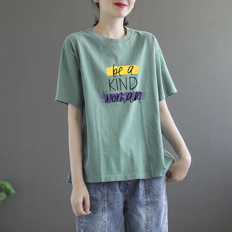 2025 Korean Style Women's Loose Letter Print Slimming T-Shirt