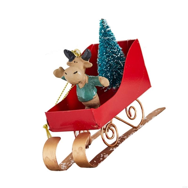 Iron Metal Sleigh Hanging Decoration Christmas Tree Ornament Car Interiors