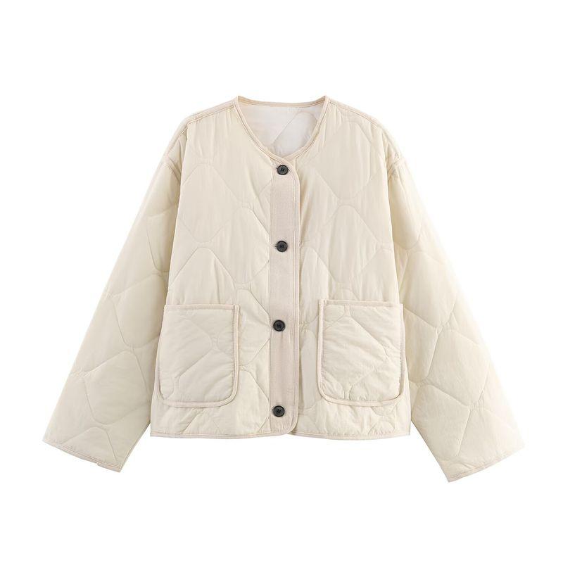 Za Autumn New Women Clothes 2025 Western Style Fashion Simple and Versatile Diamond Plaid Cotton-padded Jacket Outerwear 8372279