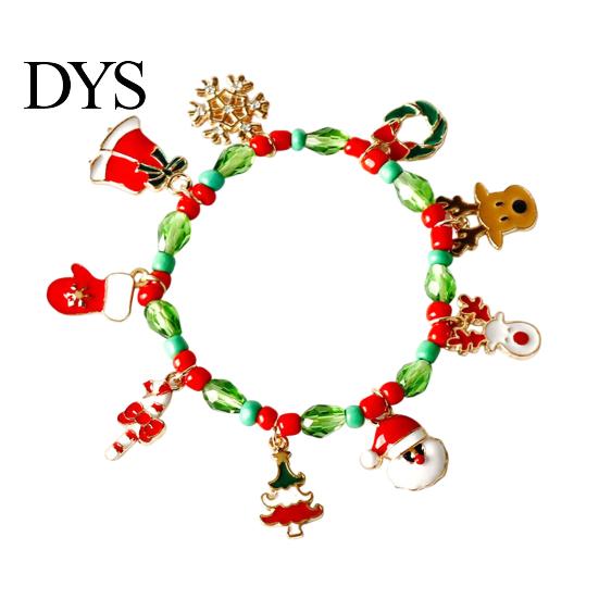 Lässiges tägliches Winter Schmuckstück Weihnachten Charm Armband für Frauen, Weihnachtsmann Schneemann Glocke Handschuh Festlicher Schneeflocken Armreif Baum Anhänger Armband,