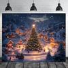 1Pcs Modern Christmas Village Snow Scene Decoration Background Xmas Backdrop Decorations For Photo Studio Photo Booth Party