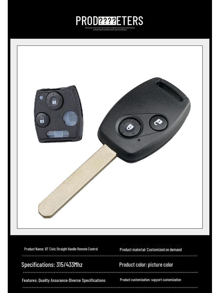 Kompatibler Fernschlüssel für Accord 7. Generation (BT) mit geradem Griff, 3 Tasten, 315/433MHz