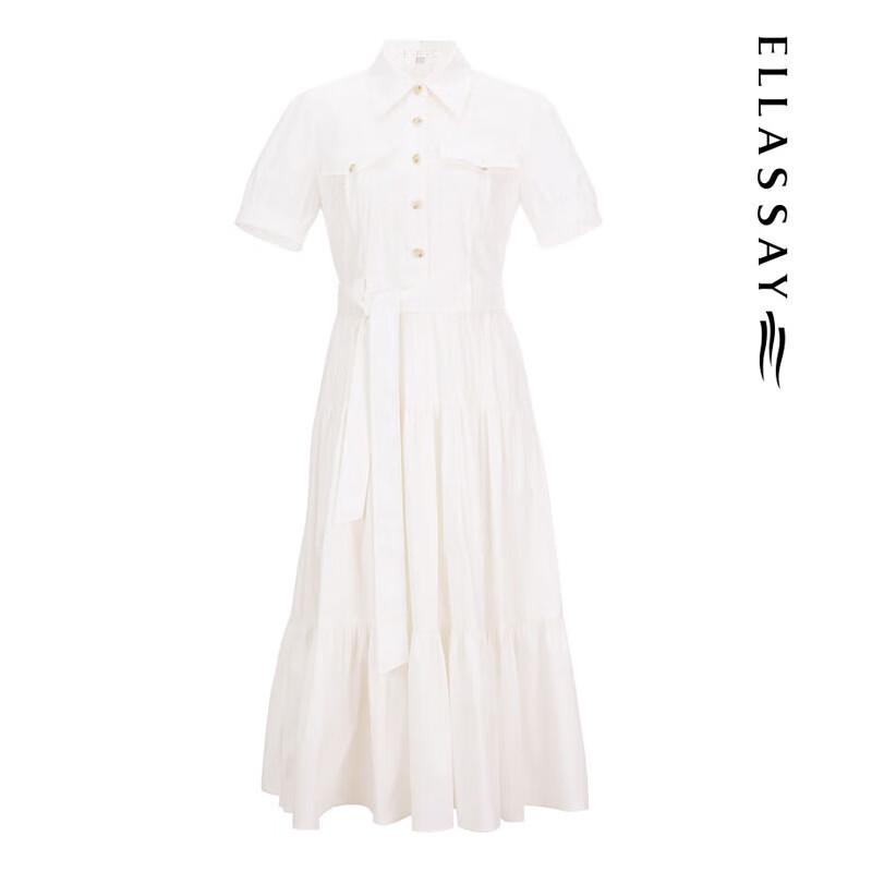ELLASSAY Spring/Summer Cotton-Feel Shirt-Style Tiered French Dress