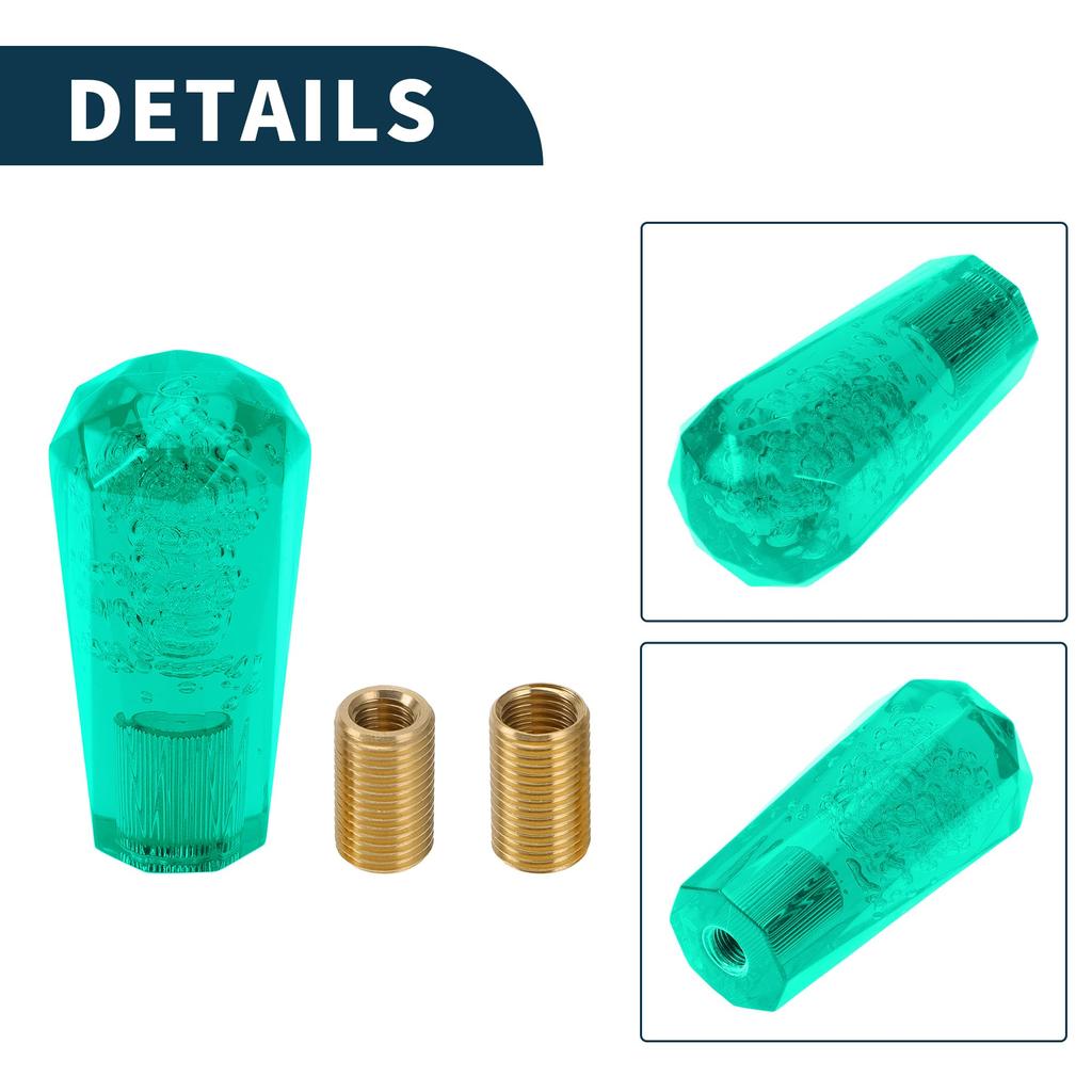 TUCKBOLD Car Shift Knob 10cm Front Shift Lever Knob Green Universal Acrylic with 2 Adapters 1 Set