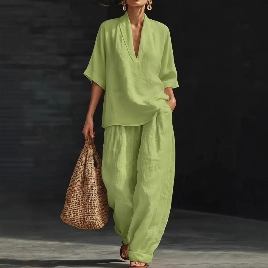 Spring/Summer Women's Loose Casual Comfortable Simple Solid Color Two-Piece Set