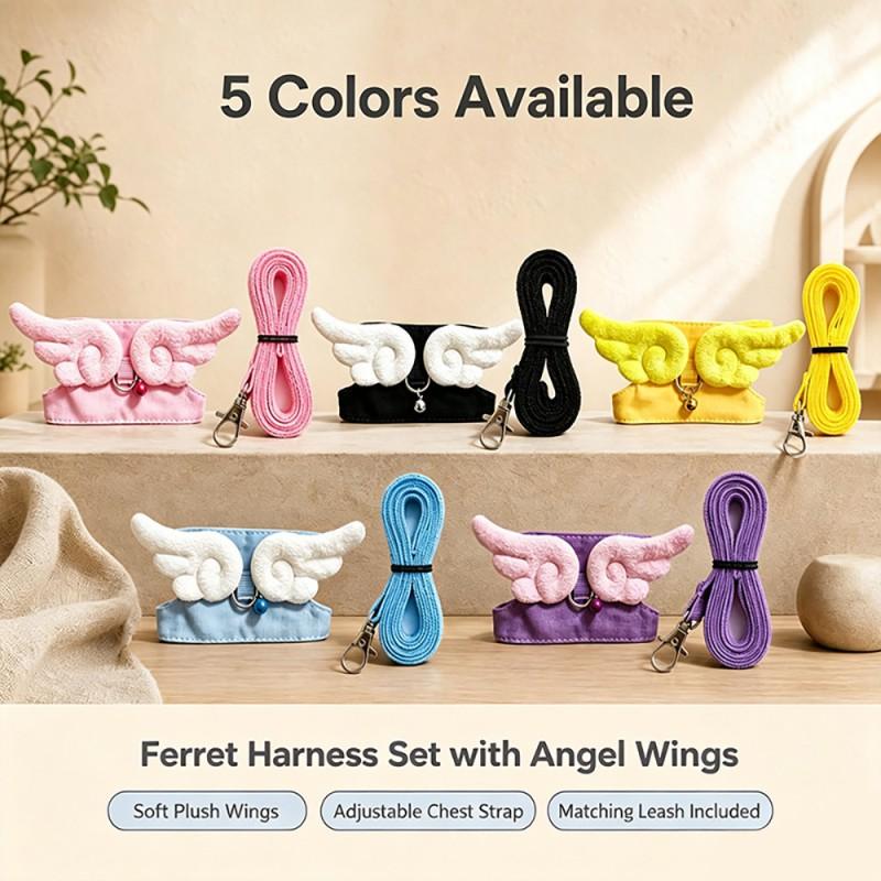 Adjustable Harness Leash Ferrets Fennec Foxes Small Pets - Canvas Chest Vest Style Walking Lead In 5 Colors