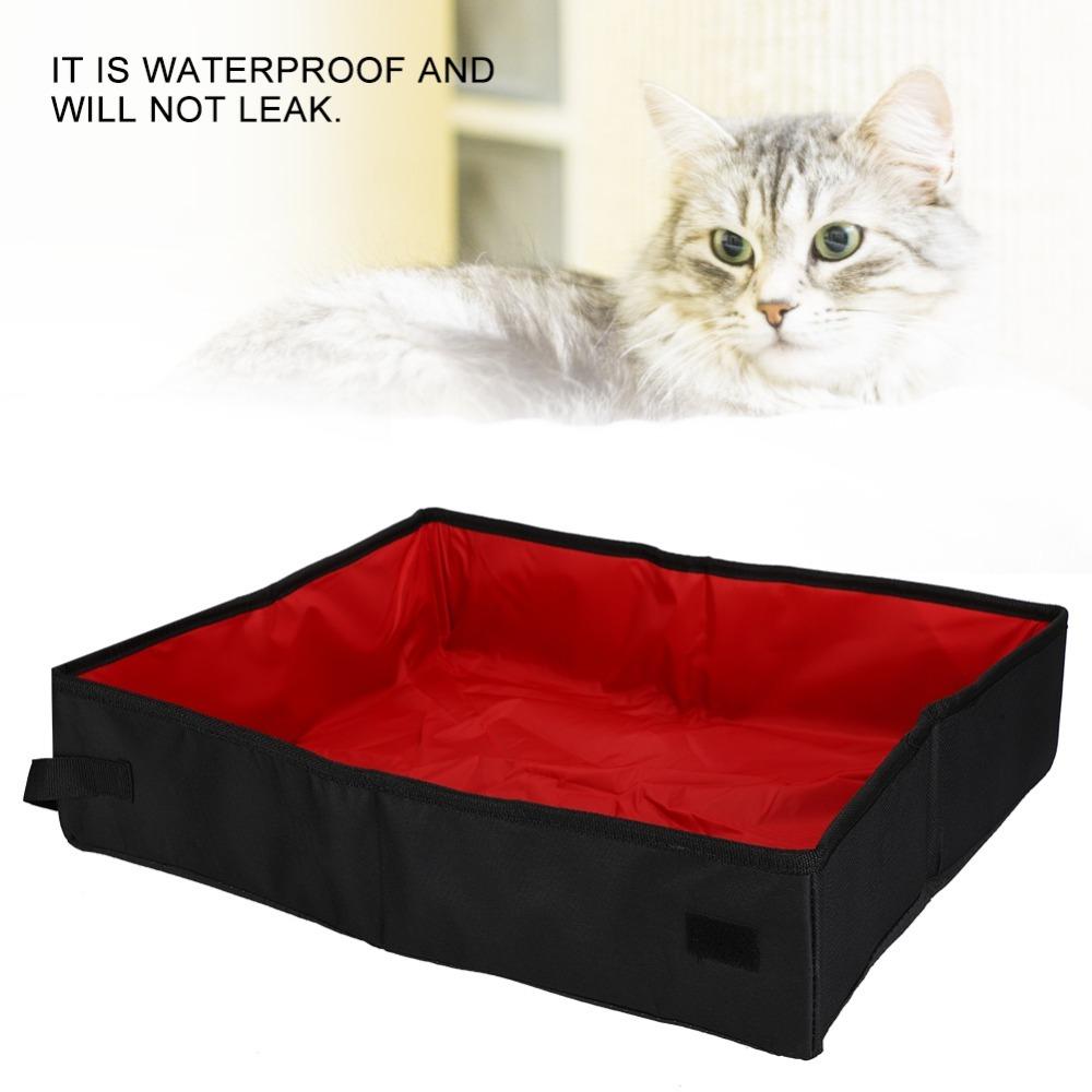 Easy To Clean Cat Litter Tray Semi Closed Cat Toilet Folding Cat Litter Box Outdoor Camping
