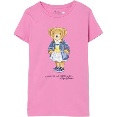 Polo T-Shirt mit Logo Bärenmuster Rundhalsausschnitt Kurzarm Kinder Tops Rosa 313965154-001
