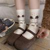 Female Autumn and Winter Warm Thick Bow Cute Puppy Wool Drum Pile Socks