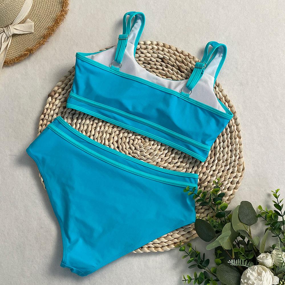 OFTBUY 2025 New Summer Sexy Sports Style High-waisted Swimsuit Women 2 Pieces Bikini Set Removable Bra Beach Swimwear Female