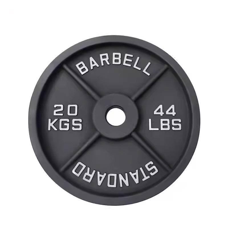 Matte Cast Iron Olympic Barbell Plate: Strength Training, Large Hole, Four-Rib Design