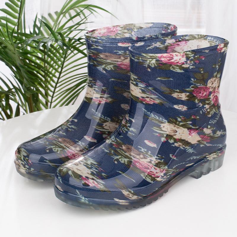 Water Shoes Low Tube Women's Rain Shoes Short Tube Women's Rubber Shoes Work Waterproof Non-slip Warm Water Boots Short Rain Boots