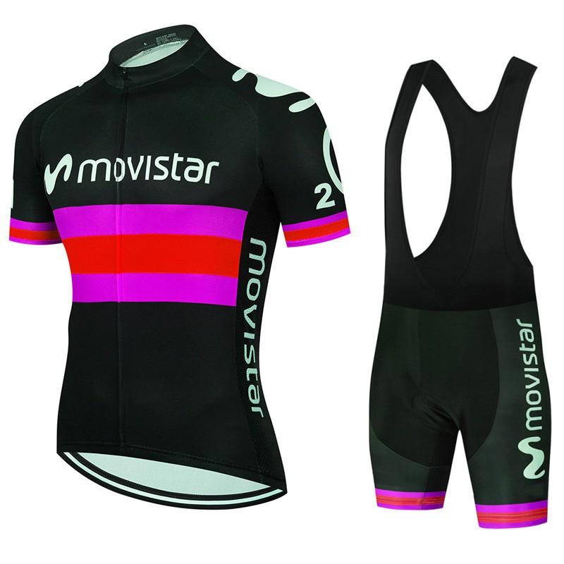Herren Fahrradtrikot Trägerhosen Set 2026 Movistar Team Atmungsaktives Fahrset Rennrad