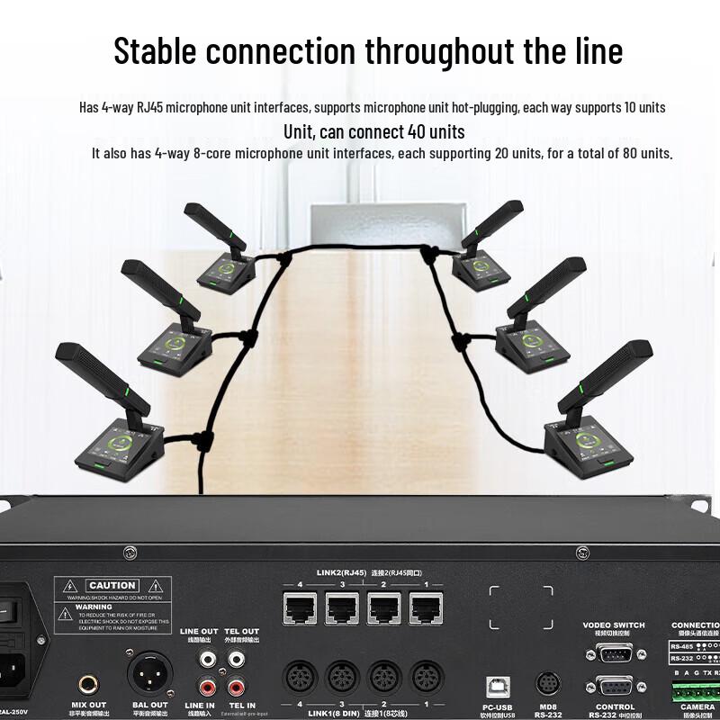 Huidu Professional QH-9600S Wired Digital Conference Microphone System (CN version)