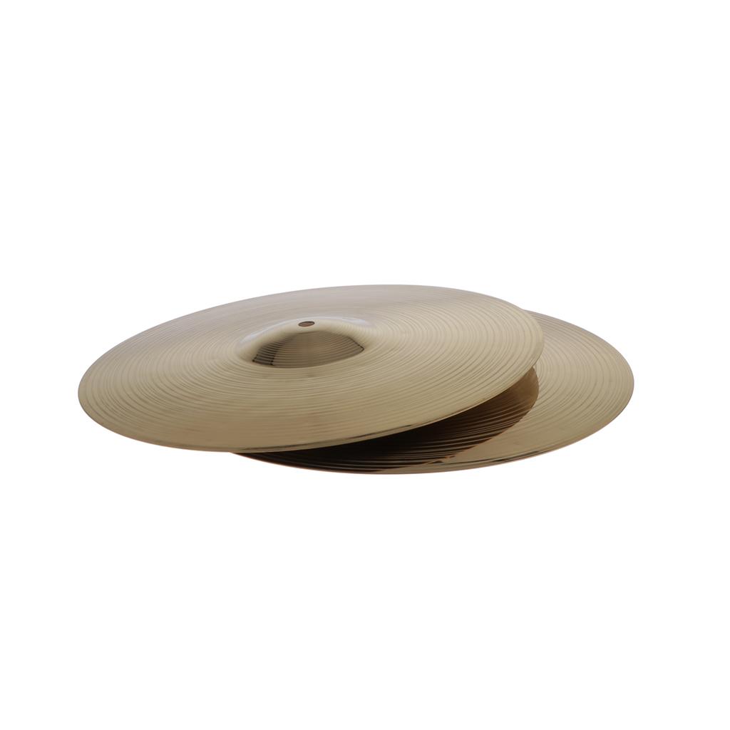2 Pieces Alloy Hi Hat Cymbals 14inch for Drum Set Parts, Golden