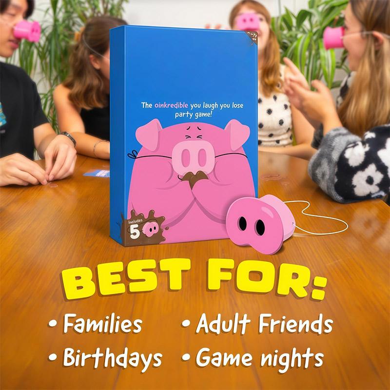 Il Gioco da Tavolo Oinkcredible You Laugh You Lose - Giochi sui Maiali con 150 Carte Sfida e 5 Nasetti di Maiale Grugnenti per Festa in Famiglia Regal