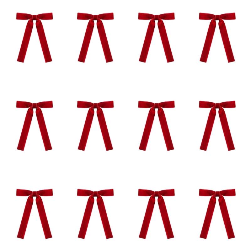 Elegant Velvety Twist Bowknot Christmas Tree Ornament Velvety Holiday Decors For Festival Home Office Decors top sale