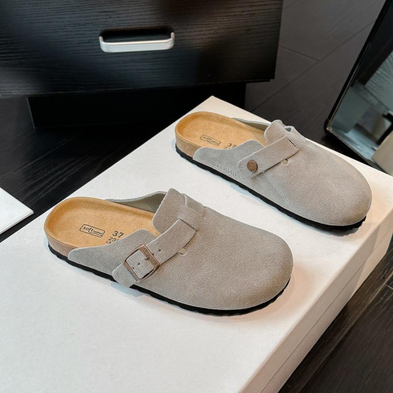 Birkenstock Women's Genuine Leather Closed Toe Summer Slip-On Slippers, 2025 New Thick Soft Sole