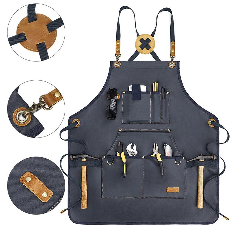 Thickened Canvas Garden Apron: Adjustable, Waterproof & Oilproof Smock with Logo Print
