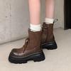 Super cool heightened platform Martin boots women's new autumn polished locomotive handsome small short boots
