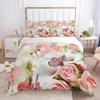 Butterfly Duvet Cover Set Pink Butterflies Rose Printed Comforter Cover Set For Girls Teens Women Spring Fresh Theme Quilt Cover