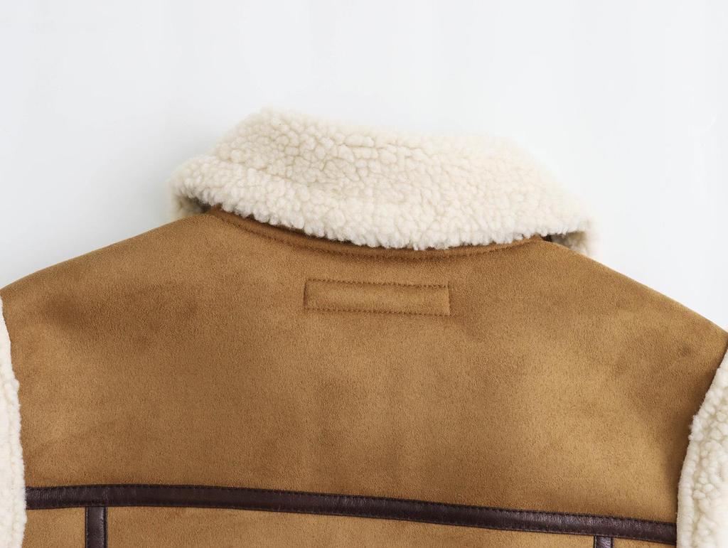 Y 2023 Automne/Hiver Veste zippée à revers en fourrure pour femmes européennes-américaines: Polyvalent & Décontracté