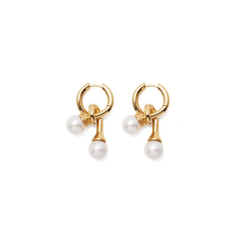 Niche Design Style Temperament Fashion Personality Unique Knotted Pearl Ear Buckle Earrings Fashion Commuter Earrings