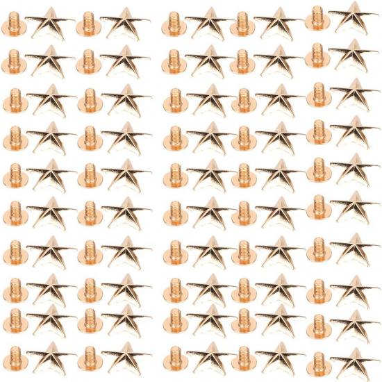 50 Set Star Studs, 14mm Chicago Screws Rivet Studs for DIY Clothes Shoes Purse Decoration(Golden)