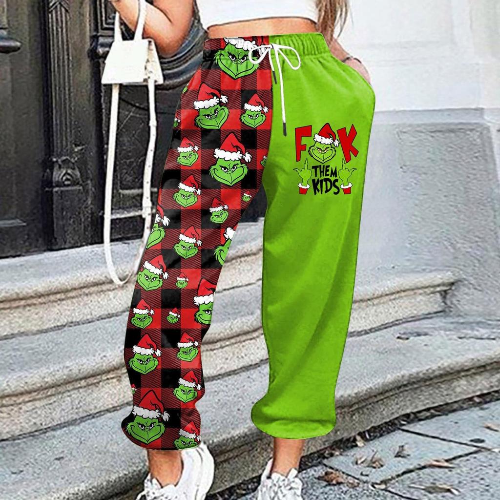 Women's Casual Fashion Christmas Printed Casual Sweatpants Elastic Waist Drawstring Pants