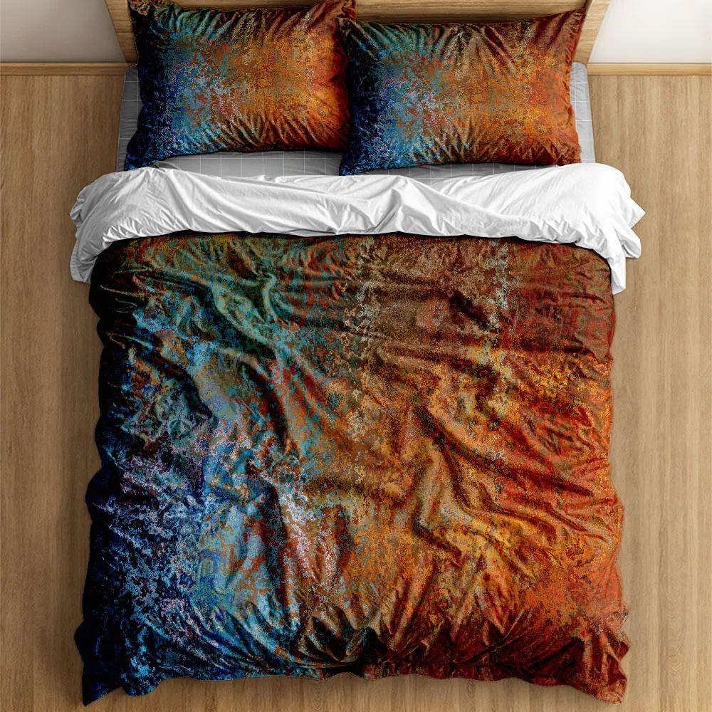 Copper Turquoise Patina Texture Duvet Cover Set King Queen Twin Single Size Duvet Cover Pillow Cases Bed Linen Set