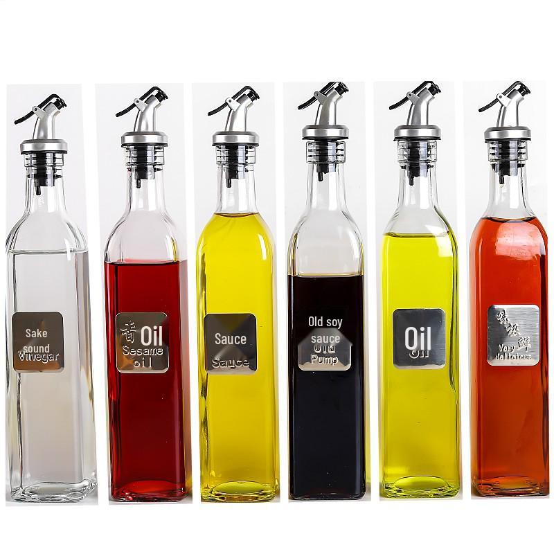 Leak-Proof Glass Oil Bottle - Kitchen Seasoning Container for Soy Sauce, Vinegar, or Wine, Customizable with Logo